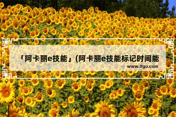 「阿卡丽e技能」(阿卡丽e技能标记时间能持续几秒)