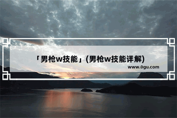 「男枪w技能」(男枪w技能详解)