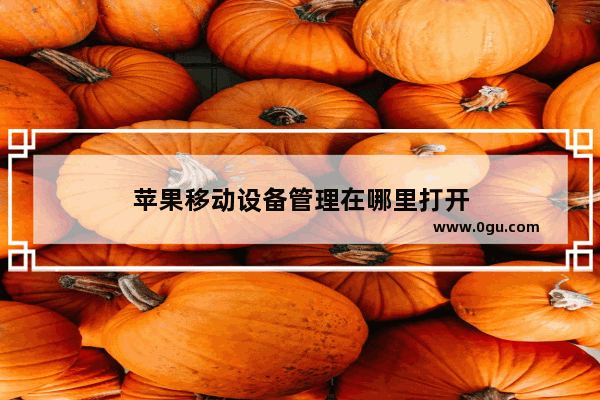 苹果移动设备管理在哪里打开