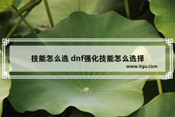 技能怎么选 dnf强化技能怎么选择