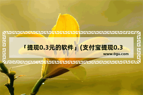 「提现0.3元的软件」(支付宝提现0.3元的软件)