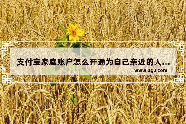支付宝家庭账户怎么开通为自己亲近的人开通账户