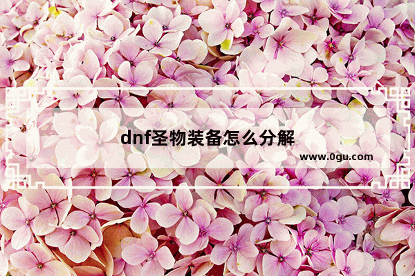 dnf圣物装备怎么分解