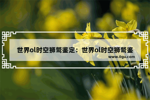 世界ol时空狮鹫鉴定：世界ol时空狮鹫鉴定视频