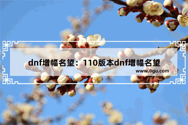 dnf增幅名望：110版本dnf增幅名望改版几号