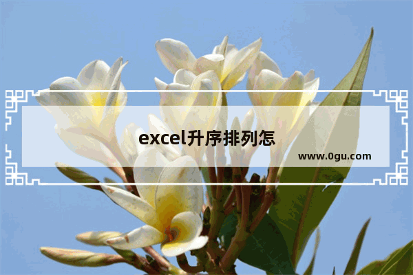 excel升序排列怎么弄