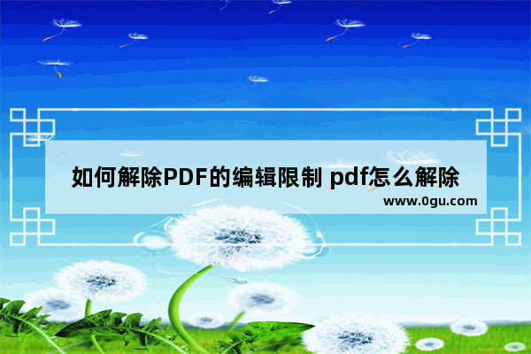 如何解除PDF的编辑限制 pdf怎么解除限制编辑