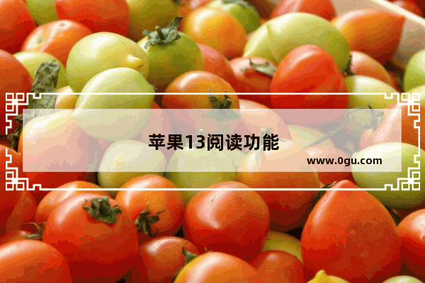 苹果13阅读功能怎么打开