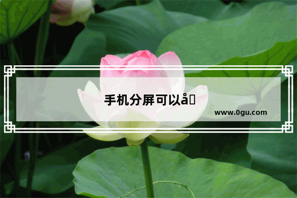 手机分屏可以分3个屏吗