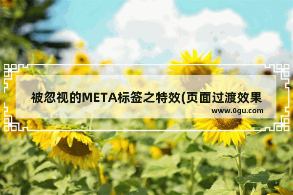 被忽视的META标签之特效(页面过渡效果)