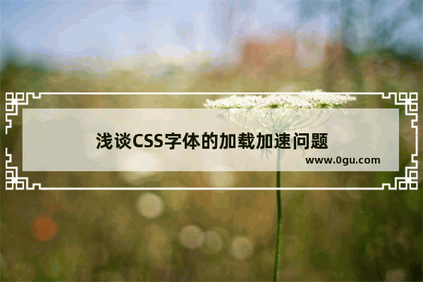 浅谈CSS字体的加载加速问题