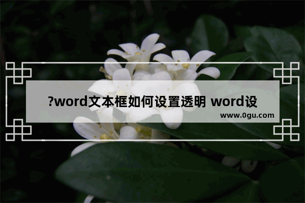 ?word文本框如何设置透明 word设置透明文本框的方法