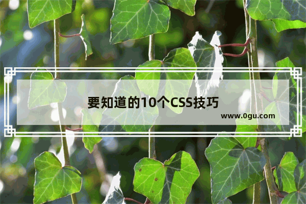 要知道的10个CSS技巧