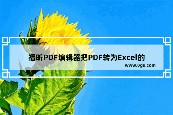 福昕PDF编辑器把PDF转为Excel的详细教程