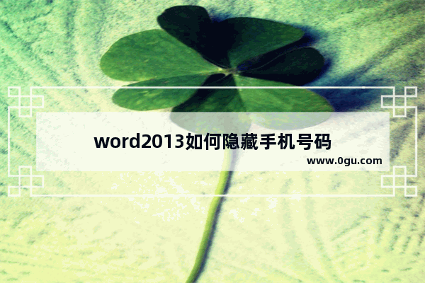 word2013如何隐藏手机号码