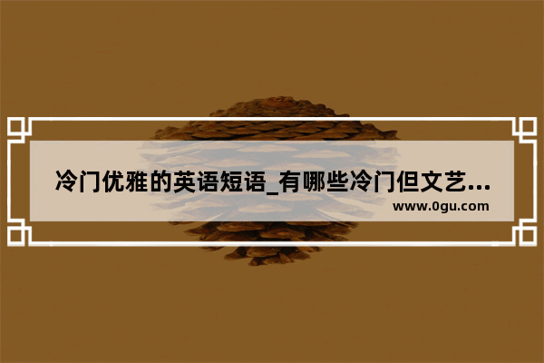 冷门优雅的英语短语_有哪些冷门但文艺的英语单词