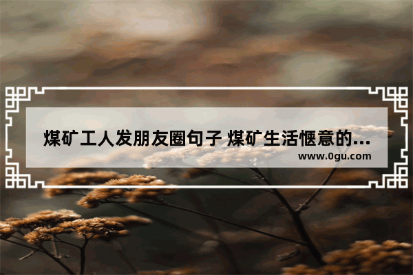 煤矿工人发朋友圈句子 煤矿生活惬意的句子