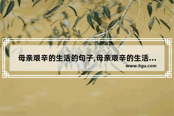 母亲艰辛的生活的句子,母亲艰辛的生活的句子