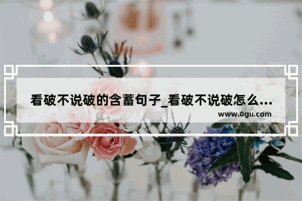 看破不说破的含蓄句子_看破不说破怎么幽默回复