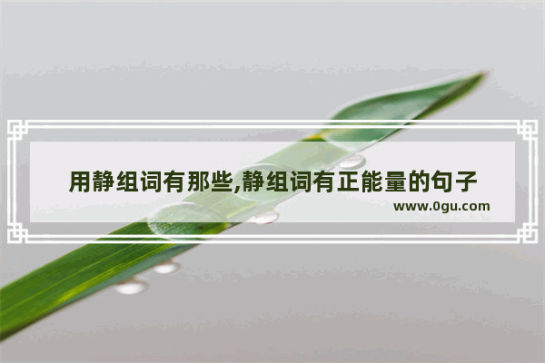 用静组词有那些,静组词有正能量的句子