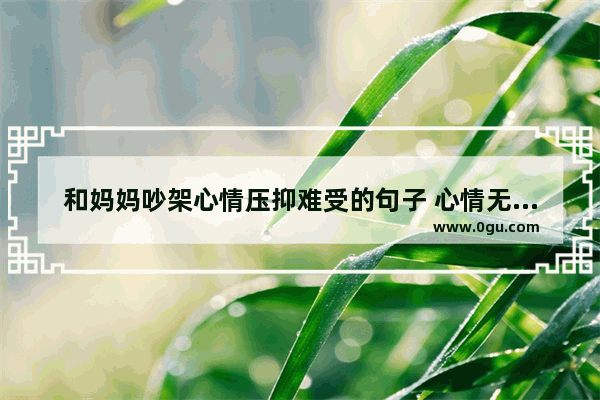 和妈妈吵架心情压抑难受的句子 心情无比地难过的句子