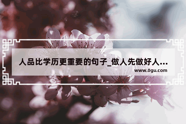 人品比学历更重要的句子_做人先做好人品的经典句子