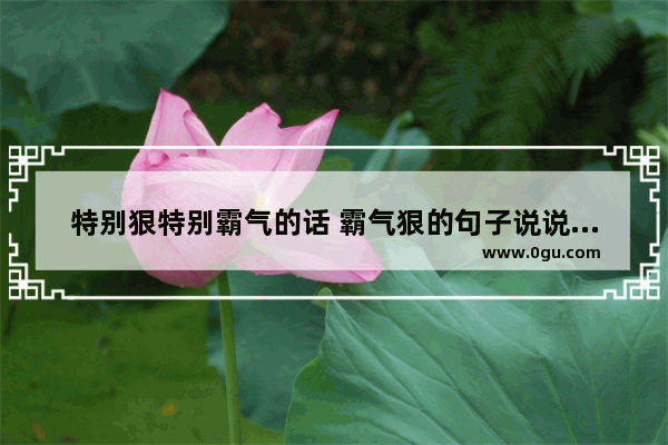 特别狠特别霸气的话 霸气狠的句子说说心情