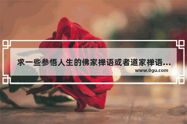 求一些参悟人生的佛家禅语或者道家禅语的书 要比较经典的 注意是禅语不是佛经或道经 是那种通俗易,感悟人生的佛经句子简短