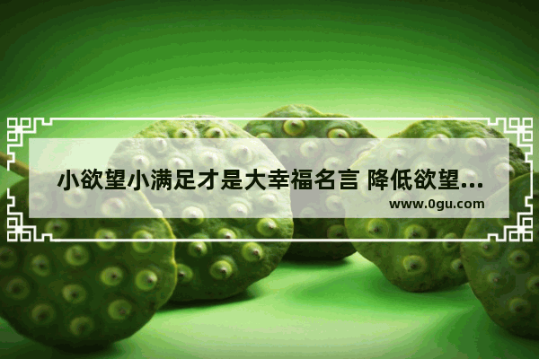 小欲望小满足才是大幸福名言 降低欲望提升幸福感句子