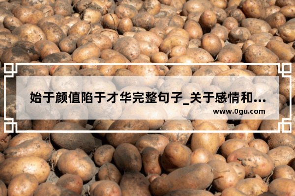 始于颜值陷于才华完整句子_关于感情和人品的句子短句