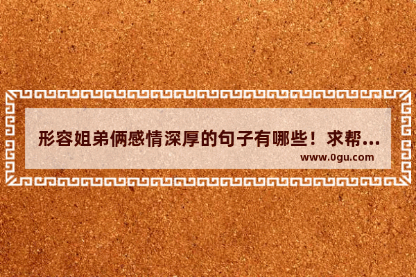形容姐弟俩感情深厚的句子有哪些！求帮助,好兄弟相互喜欢对方的句子