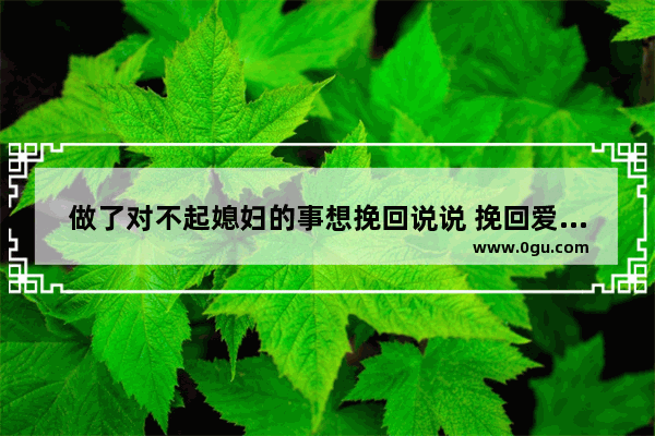做了对不起媳妇的事想挽回说说 挽回爱情的语录句子