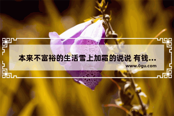 本来不富裕的生活雪上加霜的说说 有钱买不到的爱情句子