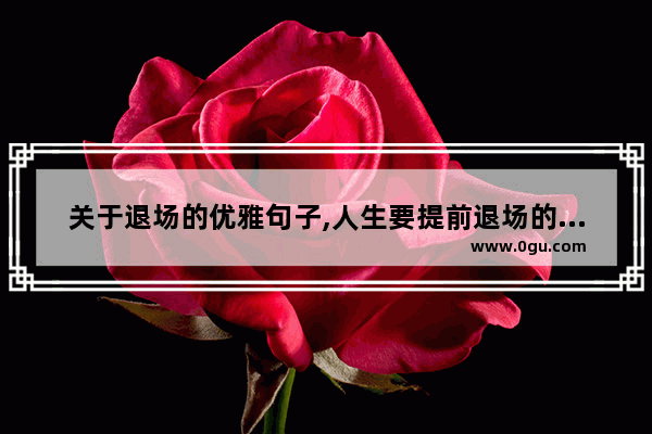 关于退场的优雅句子,人生要提前退场的句子