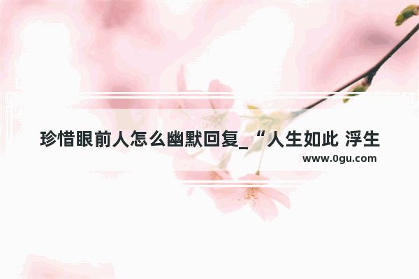 珍惜眼前人怎么幽默回复_“人生如此 浮生如斯”什么意思