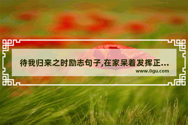 待我归来之时励志句子,在家呆着发挥正能量的句子
