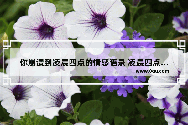 你崩溃到凌晨四点的情感语录 凌晨四点适合发的句子伤感