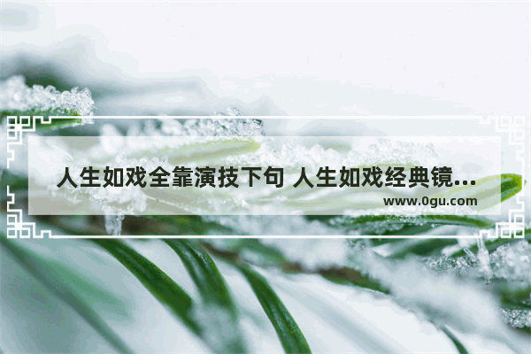 人生如戏全靠演技下句 人生如戏经典镜头句子