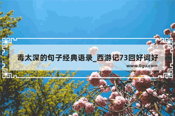 毒太深的句子经典语录_西游记73回好词好句