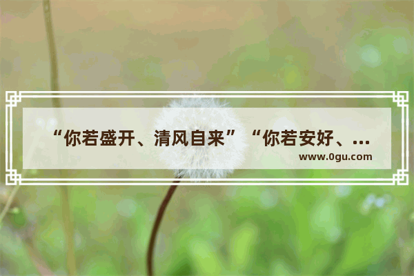 “你若盛开、清风自来”“你若安好、便是晴天”类似的句子有哪些,你若安好便是晴天暖心句子
