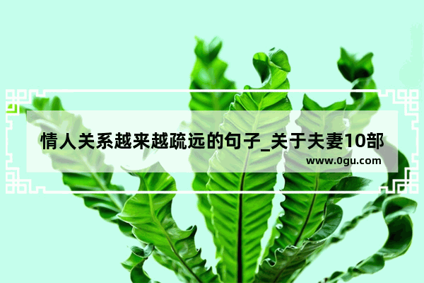 情人关系越来越疏远的句子_关于夫妻10部殿堂级电影推荐