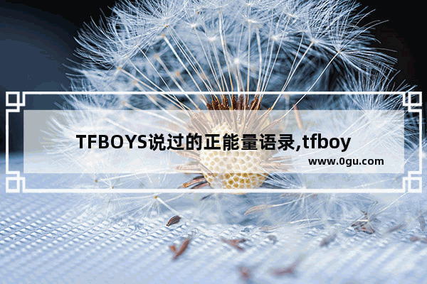 TFBOYS说过的正能量语录,tfboys唯美句子