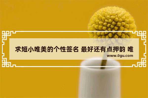 求短小唯美的个性签名 最好还有点押韵 唯美签名句子