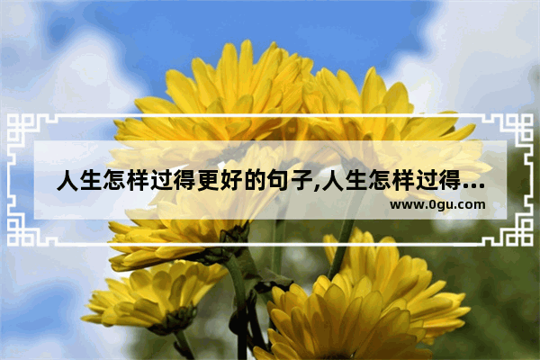 人生怎样过得更好的句子,人生怎样过得更好的句子