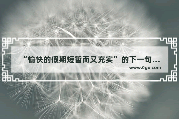 “愉快的假期短暂而又充实”的下一句唯美句子是什么,唯美句子 两句