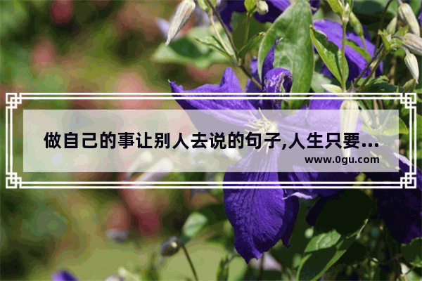 做自己的事让别人去说的句子,人生只要靠自己的句子