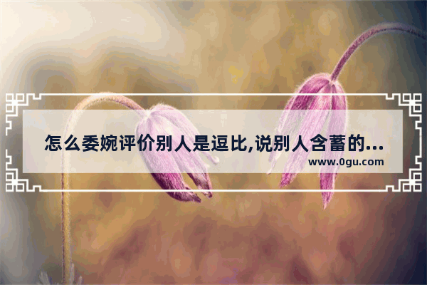 怎么委婉评价别人是逗比,说别人含蓄的句子搞笑