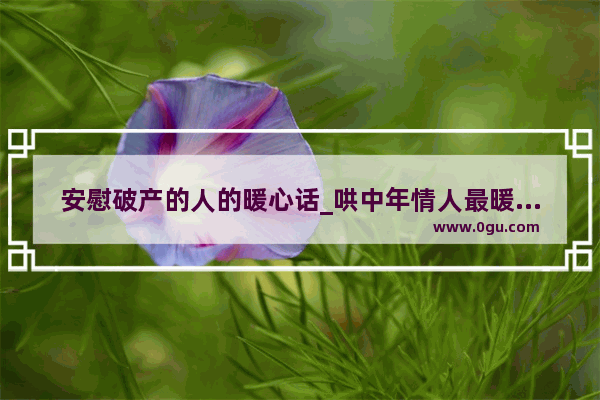 安慰破产的人的暖心话_哄中年情人最暖心的句子