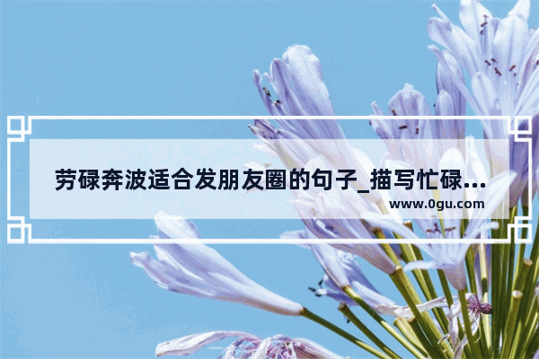 劳碌奔波适合发朋友圈的句子_描写忙碌的句子有哪些