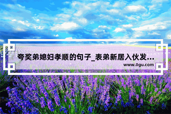 夸奖弟媳妇孝顺的句子_表弟新居入伙发朋友圈应该怎么写
